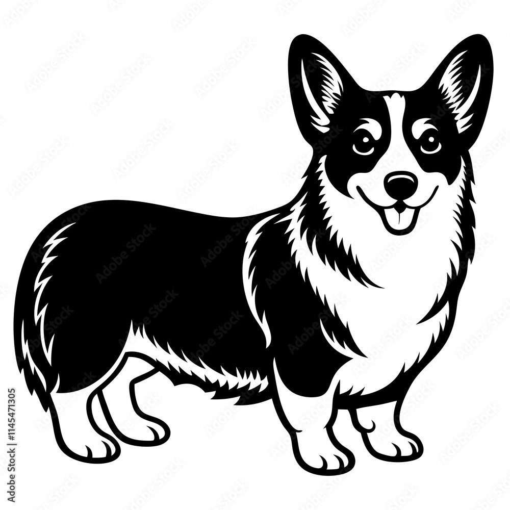 Fototapeta premium Dog Silhouette on White Background in Vector illustration