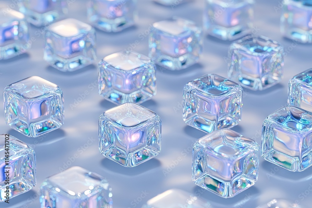 Iridescent Glass Cubes Abstract Background Iridescent Glass Cubes Abstract Background