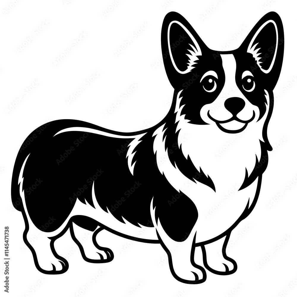 Fototapeta premium Dog Silhouette on White Background in Vector illustration 