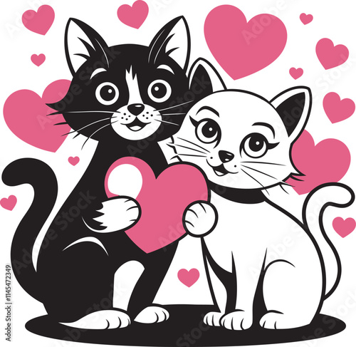 Happy Valentine's Day Vector for Cat Lover, cat and heart