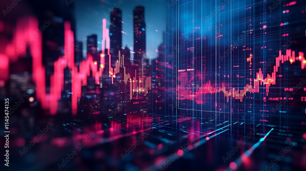 Cityscape Stock Market Data Visualization Display Cityscape Stock Market Data Visualization Display