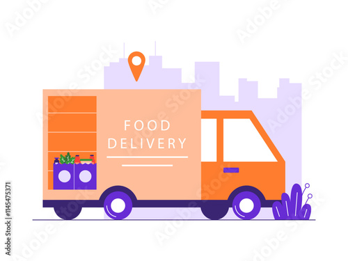 Online food delivery. Online Food illustration. Flat vector illustrations
