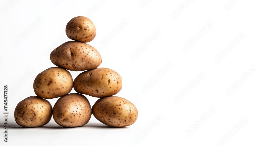 Fototapeta premium Pyramid of stacked fresh potatoes
