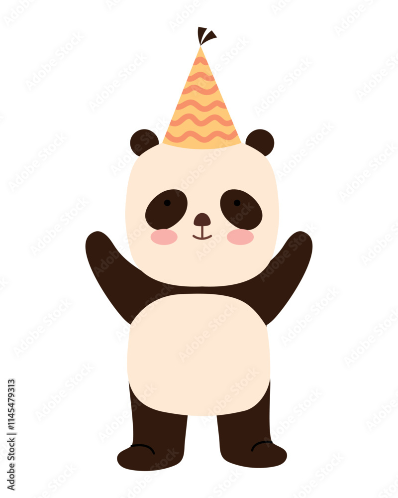 Obraz premium cute panda with birthday hat