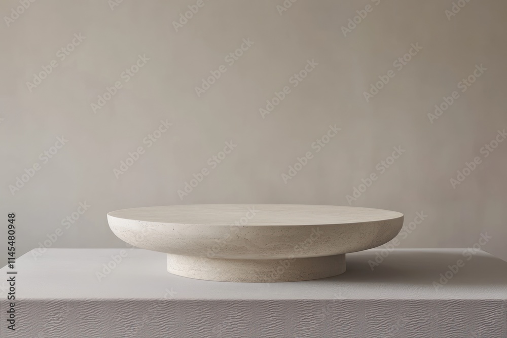 A minimalist round pedestal bowl on a soft surface, emphasizing simplicity and design. A minimalist round pedestal bowl on a soft surface, emphasizing simplicity and design.