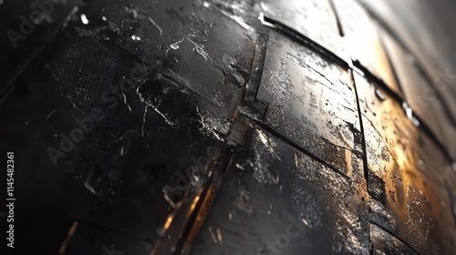 Space capsule heat shield tiles closeup during reentry