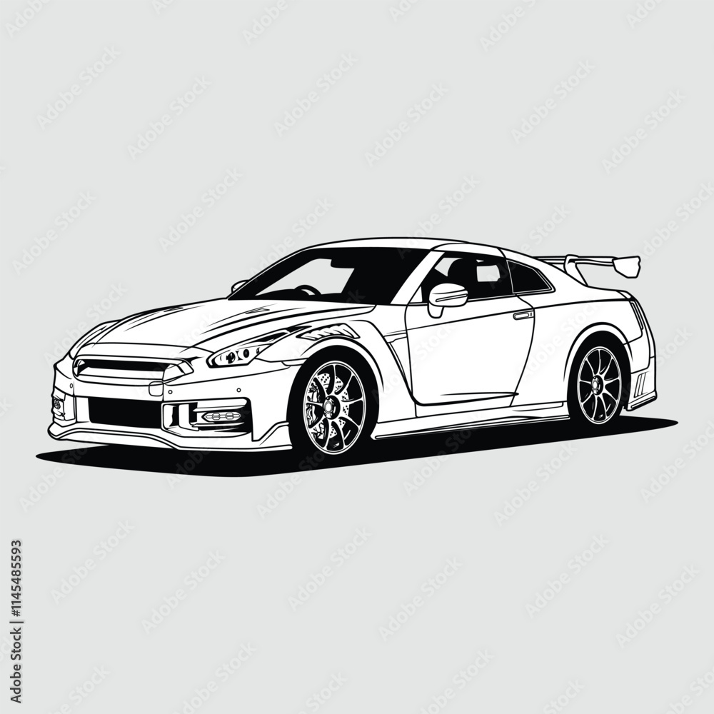Black and White view car vector illustration for conceptual design Black and White view car vector illustration for conceptual design