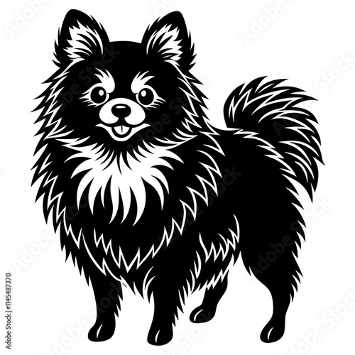 Pomeranian dog Silhouette on white background on Vector and illustration