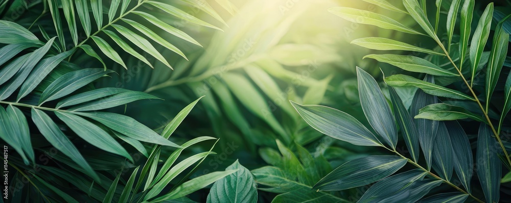Micro foliage concept. Vibrant green leaves with sunlight creating a serene and lush atmosphere. Micro foliage concept. Vibrant green leaves with sunlight creating a serene and lush atmosphere.