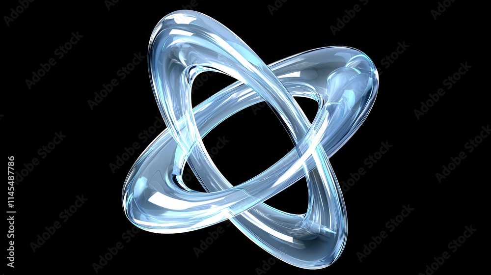 Abstract Transparent 3D Shape with Swirling Curves and Light Effects Abstract Transparent 3D Shape with Swirling Curves and Light Effects