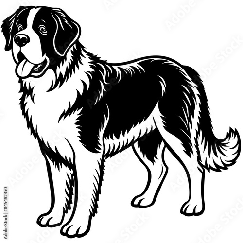 Silhouette Saint Bernard Dog Vector and illustration on white Background