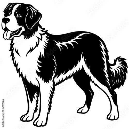 Silhouette Saint Bernard Dog Vector and illustration on white Background