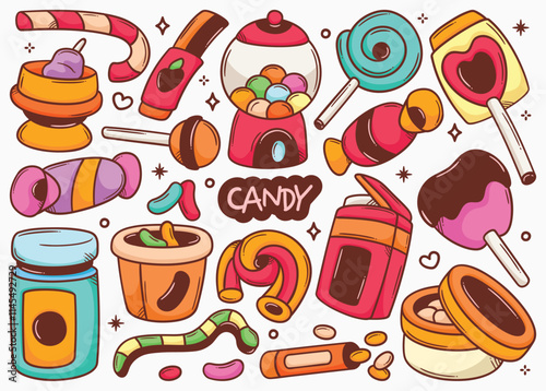 Hand Drawn Sweet Candy Doodle Illustrations