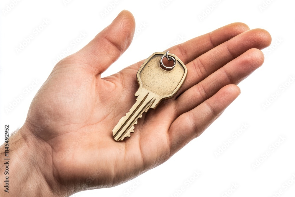A hand holding a key, symbolizing access or security.