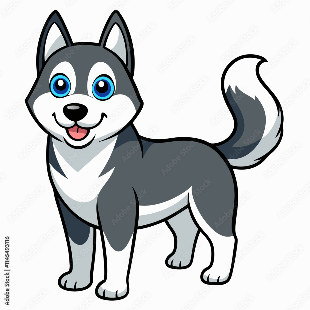 Cute Silhouette Siberian husky Dog illustrator Cute Silhouette Siberian husky Dog illustrator