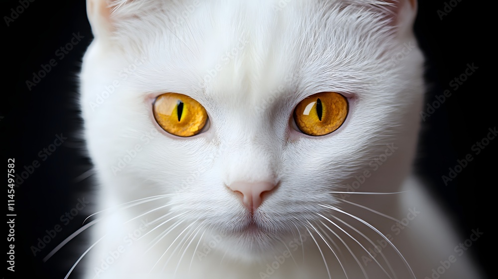 White Cat Portrait Golden Eyes Close Up White Cat Portrait Golden Eyes Close Up