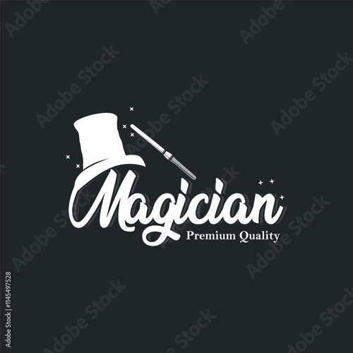 unique design vintage silhouette hat and magic logo magic hat simple templet illustration