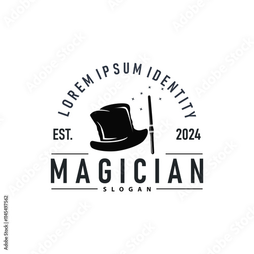 unique design vintage silhouette hat and magic logo magic hat simple templet illustration