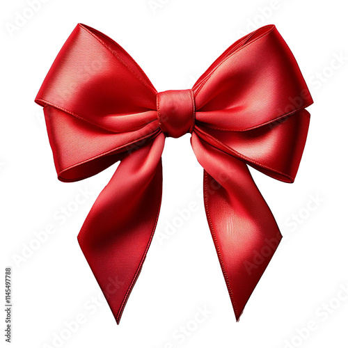 Red Silk Gift Bow Isolated On Transparent Background