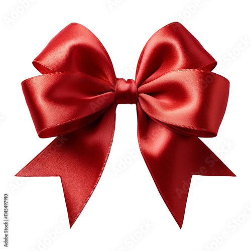 Red Silk Gift Bow Isolated On Transparent Background