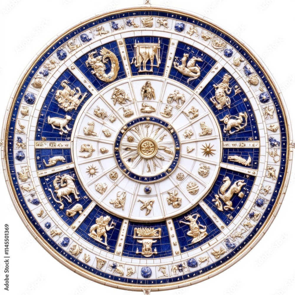 Fototapeta premium Ornate Celestial Zodiac Wheel Decorative Artwork
