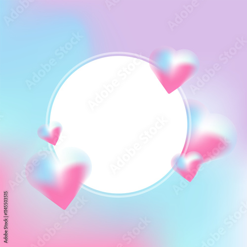 A romantic graphic with glowing 3D hearts and A minimal pastel design with 3D hearts in pink and blue gradients, perfect for Valentine’s Day