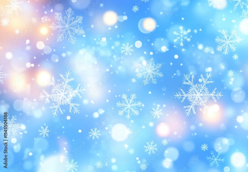 Gentle Falling Snowflakes Against a Soft Blue Background Creating a Dreamy Winter Wonderland Atmosphere with Bokeh Lights and a Whimsical Feel Gentle Falling Snowflakes Against a Soft Blue Background Creating a Dreamy Winter Wonderland Atmosphere with Bokeh Lights and a Whimsical Feel