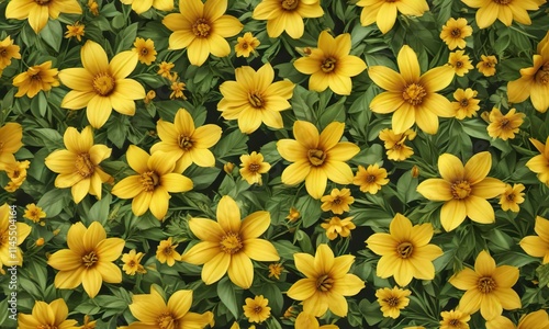 Bright and cheerful yellow flower pattern for stationery, card, invitation, paper