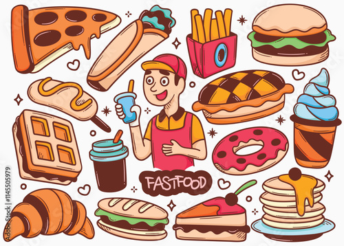 Hand Drawn Fast Food Doodles