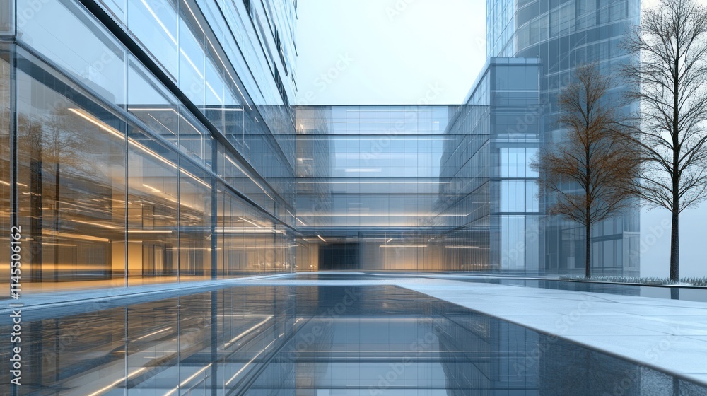 Modern Glass Architecture: A Serene Reflection
