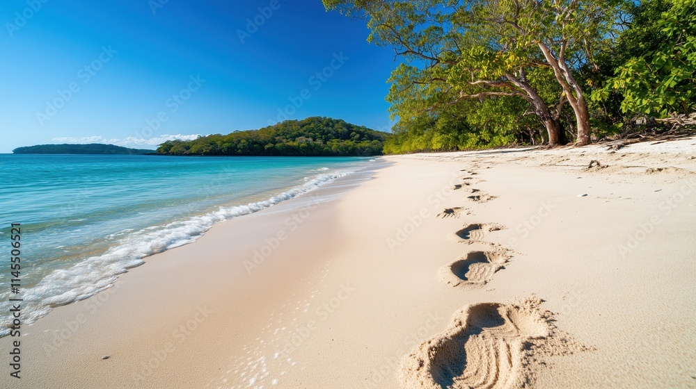 Footprints in the Sand of a Tropical Paradise Beach Footprints in the Sand of a Tropical Paradise Beach