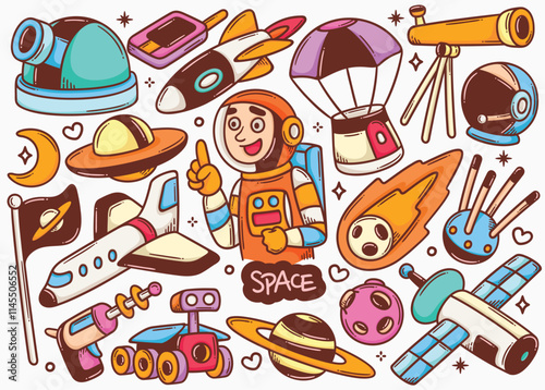 Adorable Hand Drawn Space Doodle Illustrations