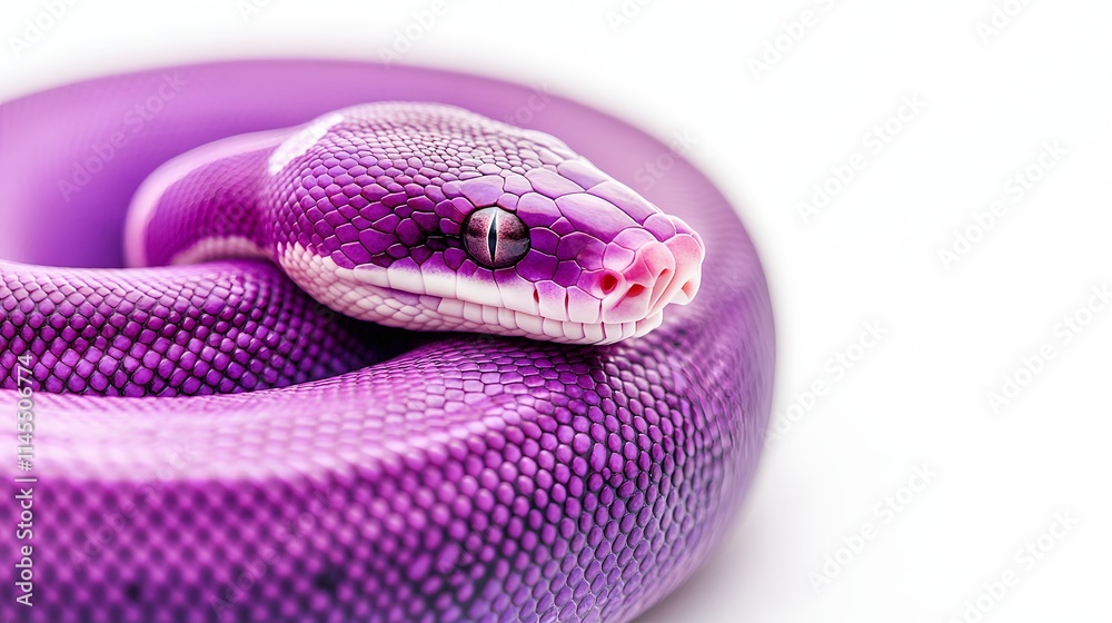 A Vibrant Purple Snake Coiled Gracefully A Vibrant Purple Snake Coiled Gracefully