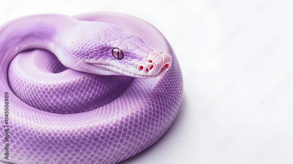 Fototapeta premium Lavender Python Snake Coiled Beautifully On White Background