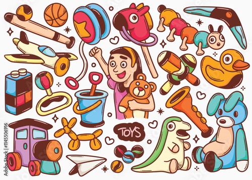 Adorable Hand Drawn Toy Doodle Illustrations