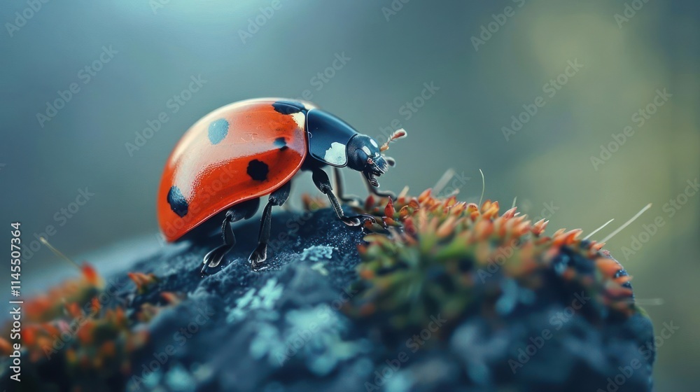 Obraz premium A ladybug on a rock.