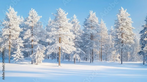 Wallpaper Mural Frozen winter forest with snow covered trees. Torontodigital.ca