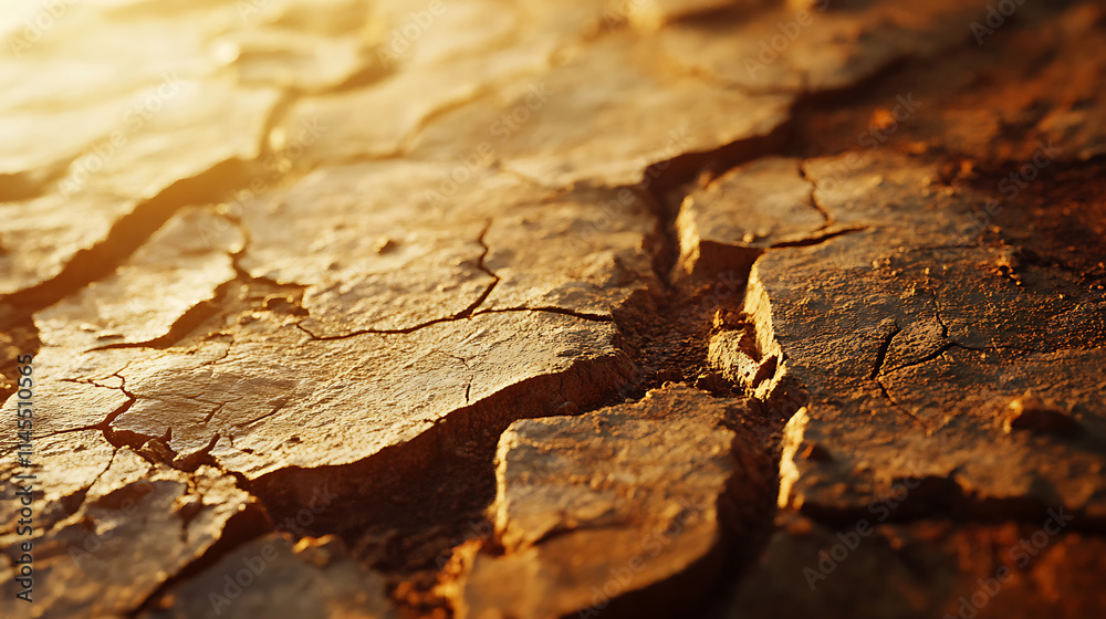 Sun-baked Earth: Close-up of cracked and parched earth, bathed in warm sunlight. The texture is rough and uneven, with deep crevices that suggest drought and aridity. Sun-baked Earth: Close-up of cracked and parched earth, bathed in warm sunlight. The texture is rough and uneven, with deep crevices that suggest drought and aridity.
