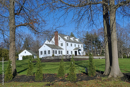 Fotografie Suburban area with houses on large acreage in a natural setting