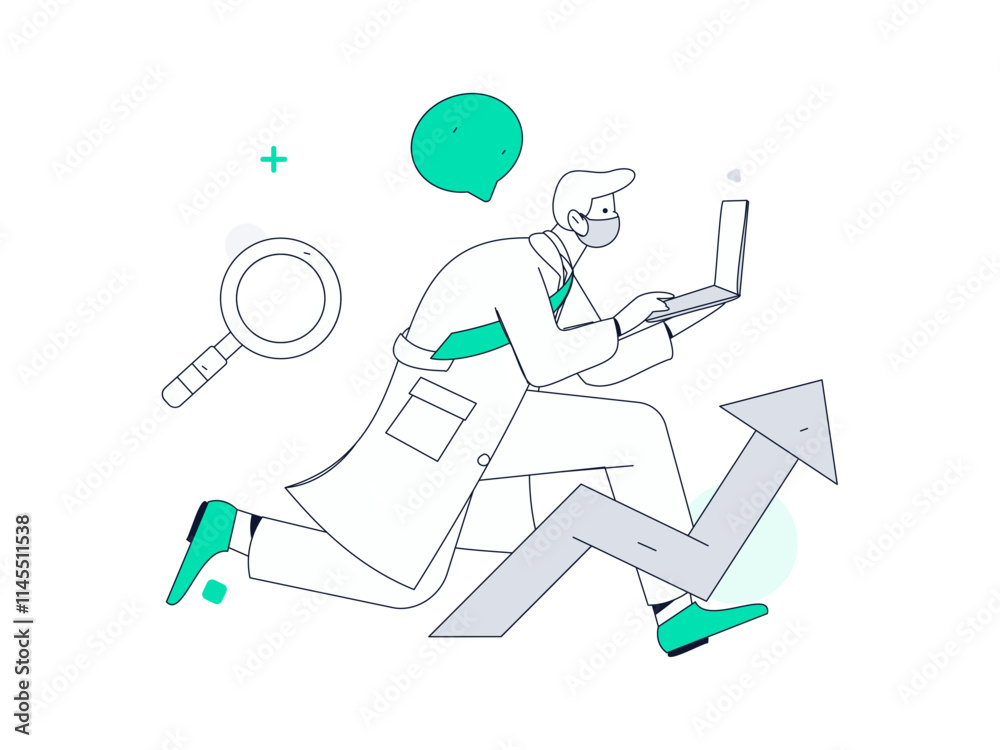 Doctor examines patient flat vector concept operation hand drawn illustration
Doctor examines patient flat vector concept operation hand drawn illustration