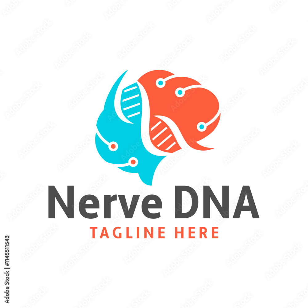 Obraz premium brain nerve dna logo