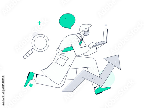 Doctor examines patient flat vector concept operation hand drawn illustration
