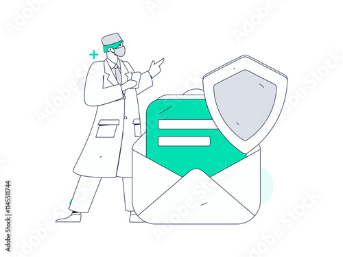 Doctor examines patient flat vector concept operation hand drawn illustration
