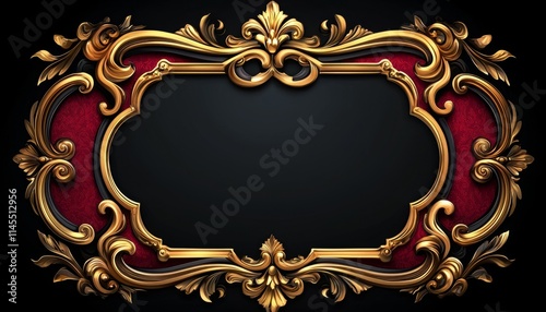 Ornate Gold Frame with Red Accents Design