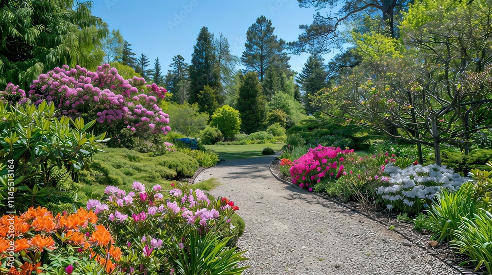 Fototapeta premium A square shot of a colorful flower garden during spring.