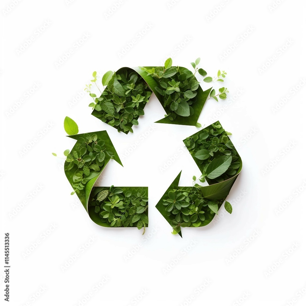 Recycle Symbol, Isolated on white background, flat lay Recycle Symbol, Isolated on white background, flat lay