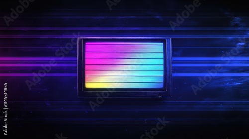 Wallpaper Mural Retro Television with Colorful Stripes on Dark Background Torontodigital.ca