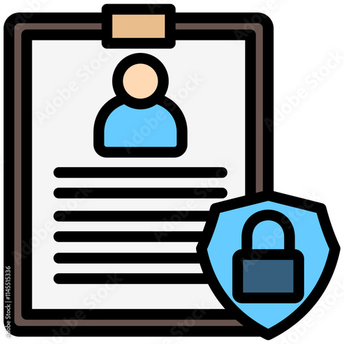 Privacy flat color icon, use for UI, UX, app and web development, digital or print. for industry, hospital management, health theme.