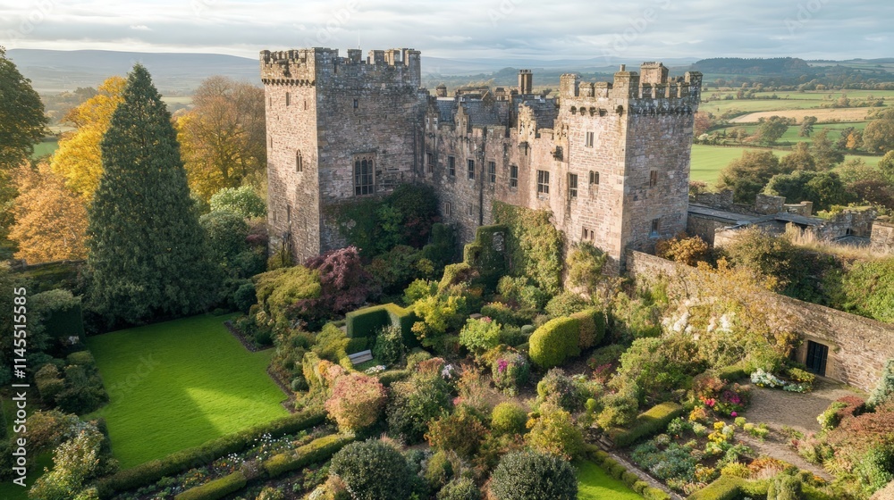 Obraz premium Beautiful Medieval Castle Surrounded by Lush Green Gardens