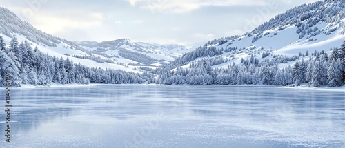 Ice skating rink on a frozen lake in the winter, frozen lake, snow